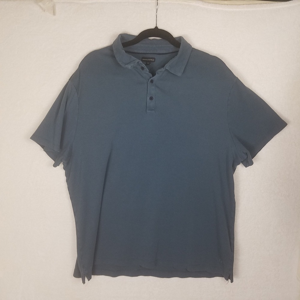 Banana Republic Polo Shirt‎ Mens XXL Blue Excellent Cotton Short Sleeve Solid